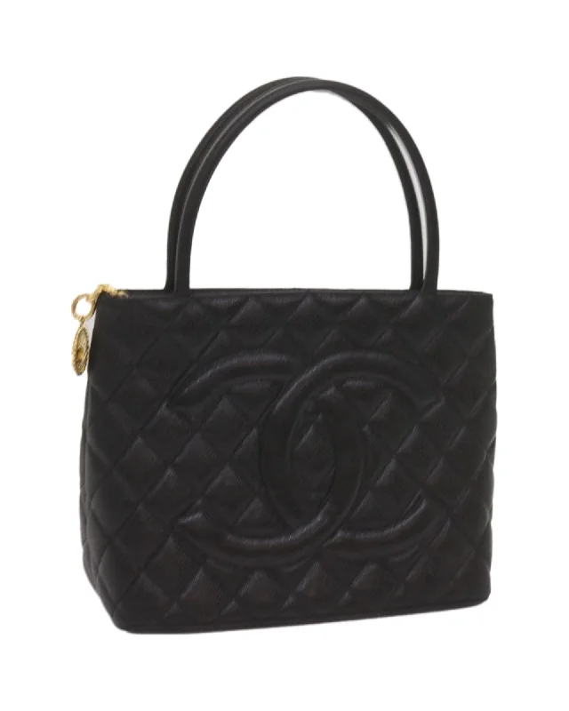 Classic Quilted Leather Tote with Iconic Logo