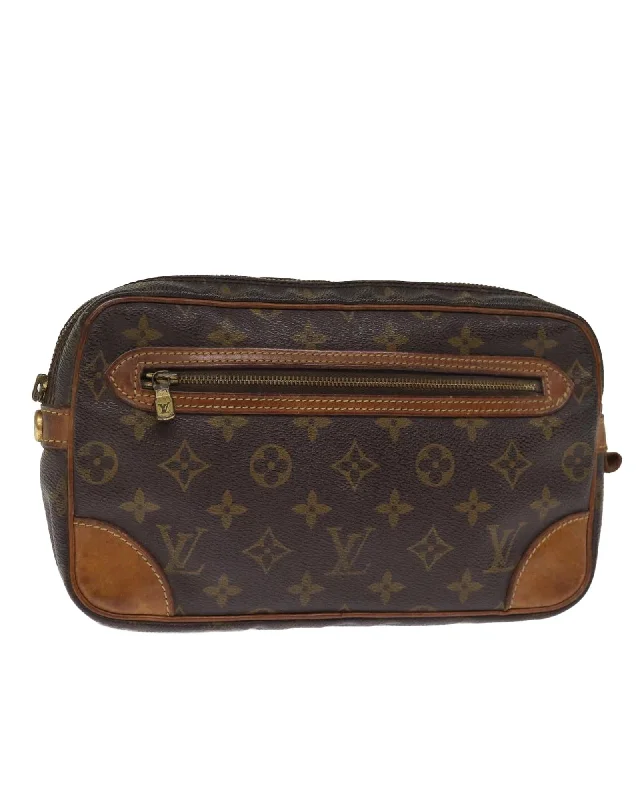 LOUIS VUITTON Pochette Voyage Monogram Canvas Clutch Brown