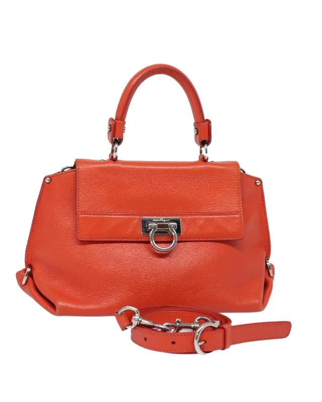 Gancini Leather 2-Way Handbag