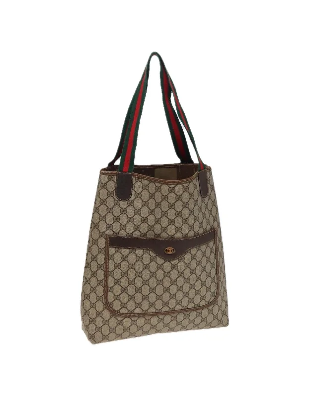 GG Supreme Web Sherry Line Tote Bag in PVC Leather and Canvas