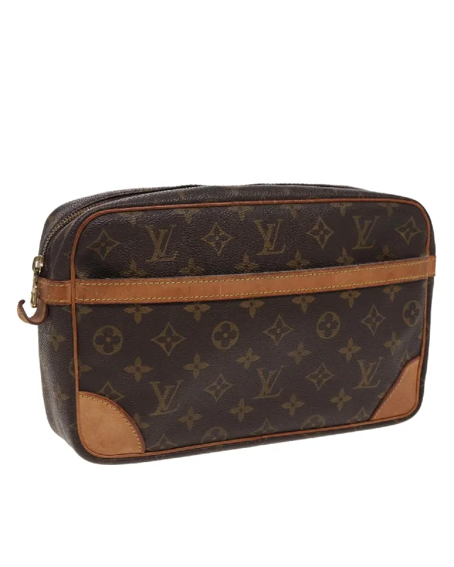 Monogram Canvas Clutch Bag with Multiple Pockets