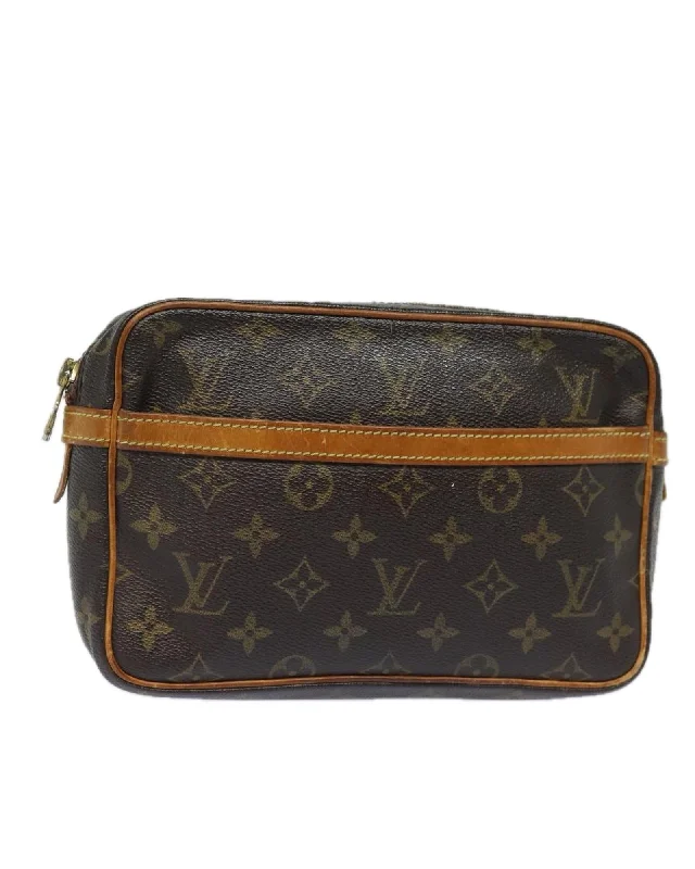 Monogram Canvas Clutch Bag with Multiple Pockets