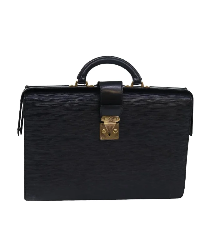 Epi Leather Business Bag with Flap Closure