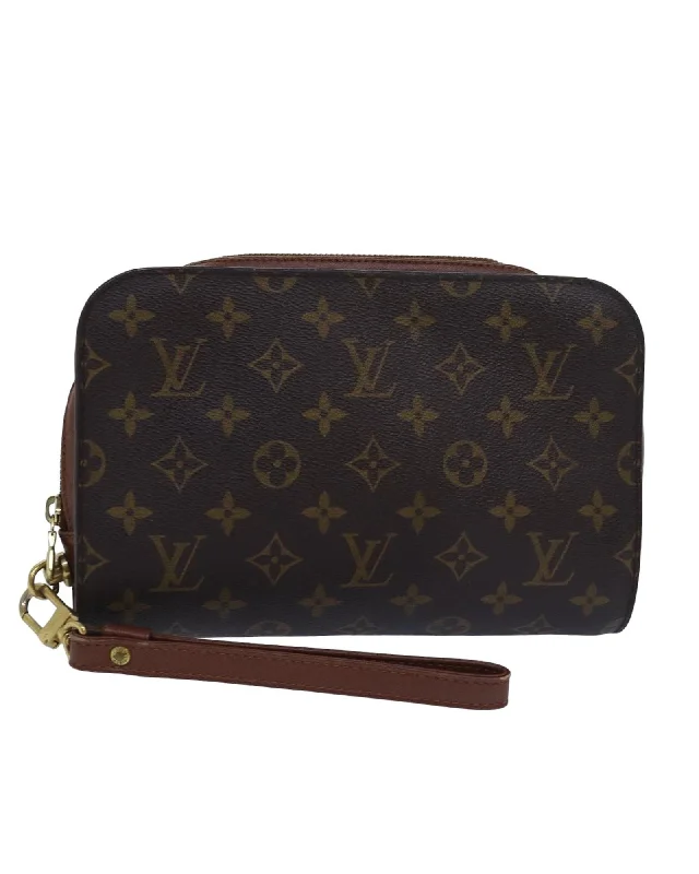 Monogram Canvas Clutch Bag with Zip Closure