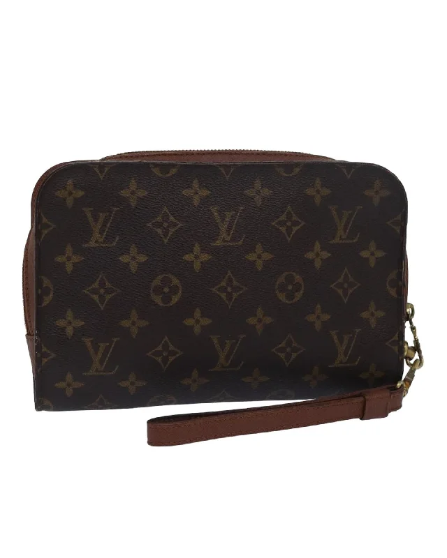 Monogram Canvas Clutch Bag with Zipper Closure