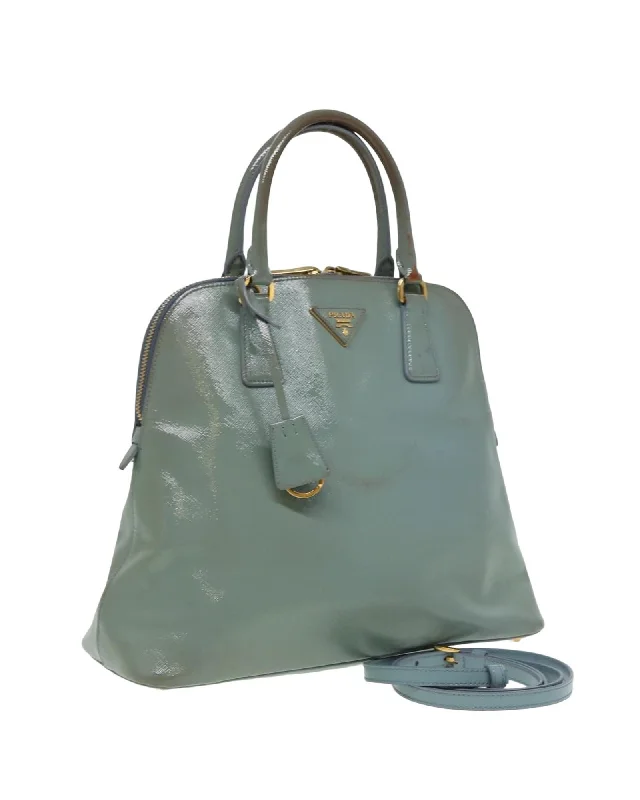 Saffiano Leather 2-Way Handbag with Clochette and Shoulder Strap