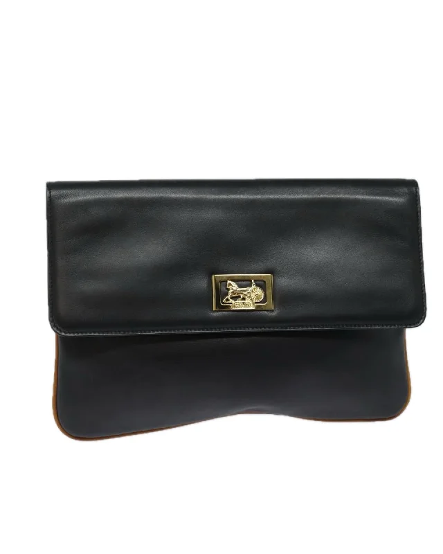 Leather Clutch Bag with Storage Odor and Slight Wear