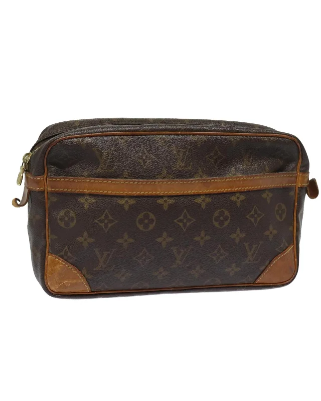 Monogram Canvas Clutch Bag with Multiple Pockets