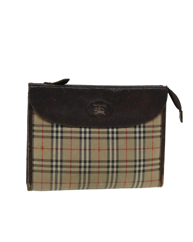 Nova Check Canvas Clutch Bag with Minor Wear