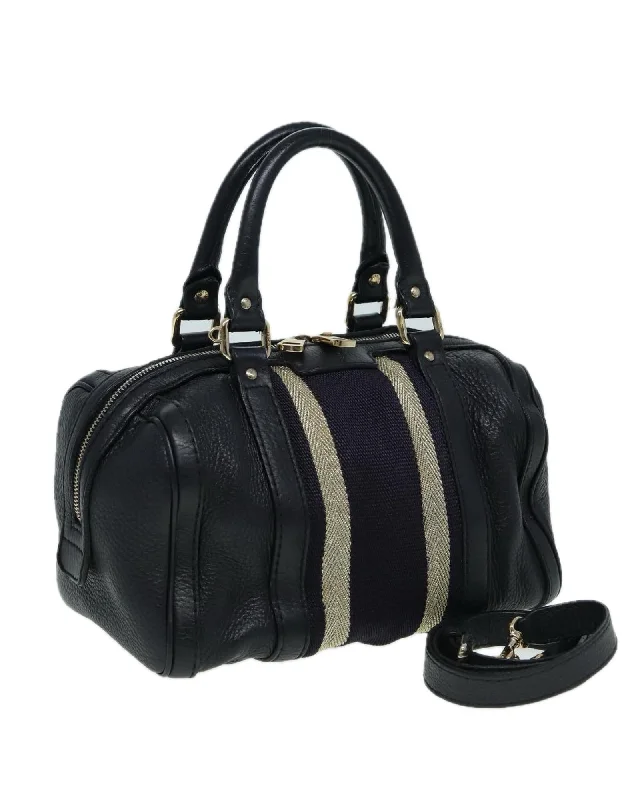 Mini Leather Boston Bag with Shoulder Strap