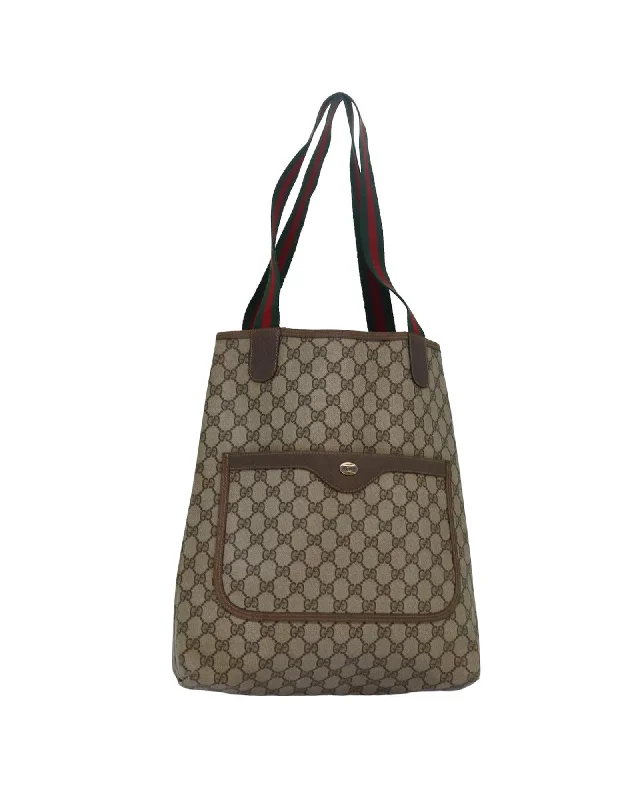 GG Supreme Web Sherry Line PVC Leather Tote Bag