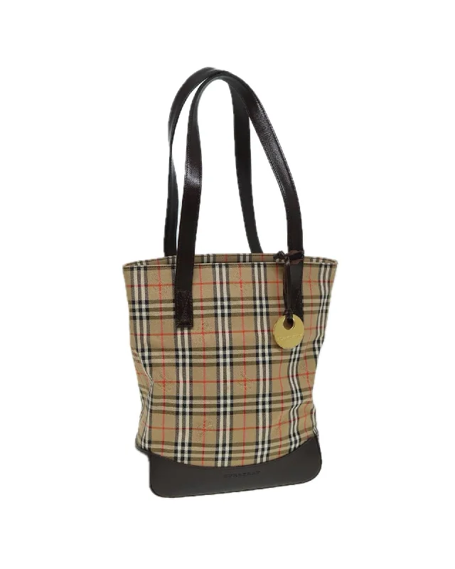 Nova Check Canvas Tote Bag with Handle Drop