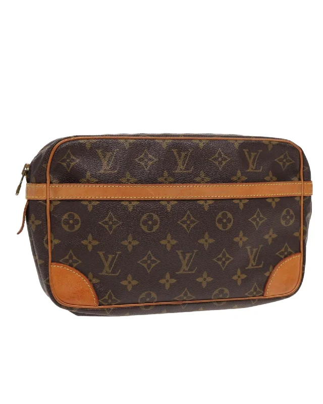 Monogram Canvas Clutch Bag with Zipper Closure