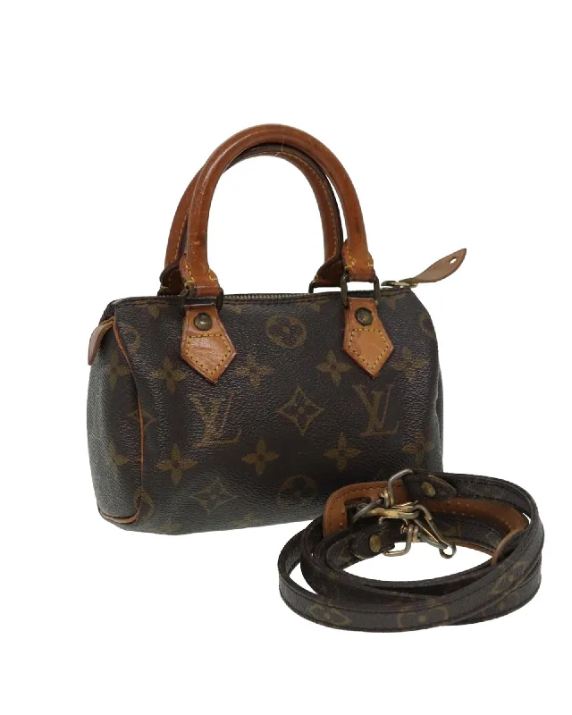 Monogram Canvas Mini Speedy Hand Bag with Shoulder Strap