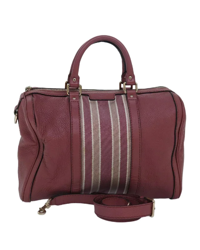 Leather Boston Bag with Shoulder Strap