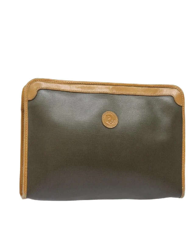 Leather Clutch Bag with Metal Fittings and Interior Pockets