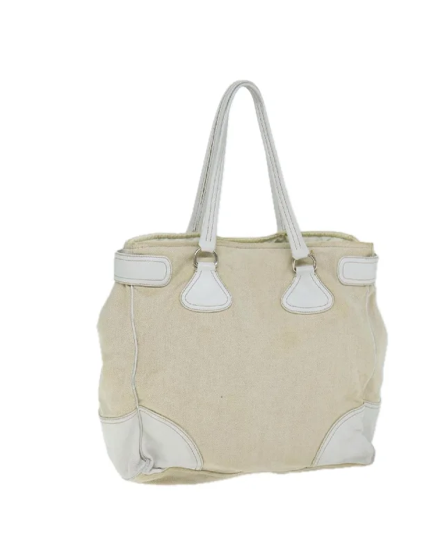 Canvas and Leather Tote Bag with Handle Drop