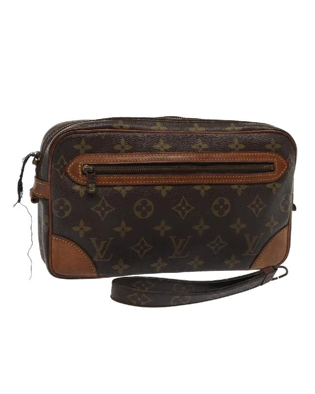 Vintage Monogram Canvas Clutch Bag with Strap