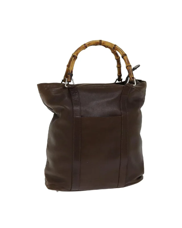 Bamboo Leather Hand Bag with Handle Drop