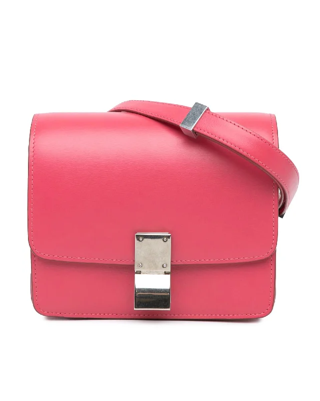 Small Calfskin Crossbody Bag with Push Lock Closure