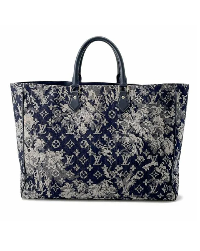 Monogram Tapestry Grand Sac with Leather Trim and Rolled Handles