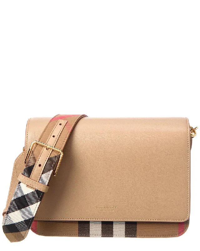 Burberry Mackford Check Canvas & Leather Shoulder Bag