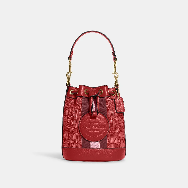 Coach Outlet Mini Dempsey Bucket Bag In Signature Jacquard With Stripe And Coach Patch