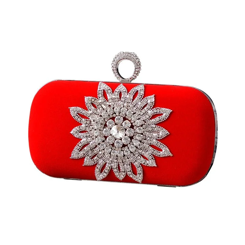 Luxy Moon Rhinestone Evening Bag Flower Wedding Clutch