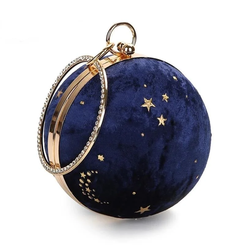 Luxy Moon Suede Women Round Clutches Mini Handbags Wedding Purse