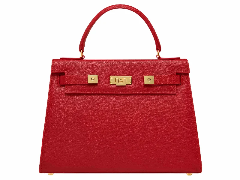 Maya Large Dolomite Pebble Print Calf Leather Handbag - Scarlet