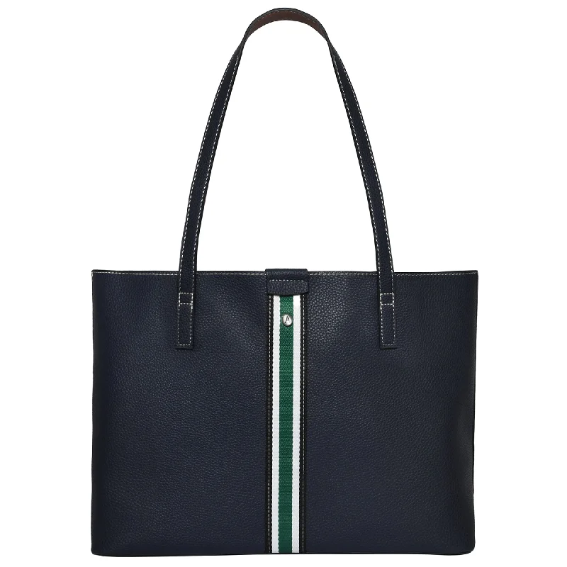 Accessorize London Women's Faux Leather Navy Cambridge Tote