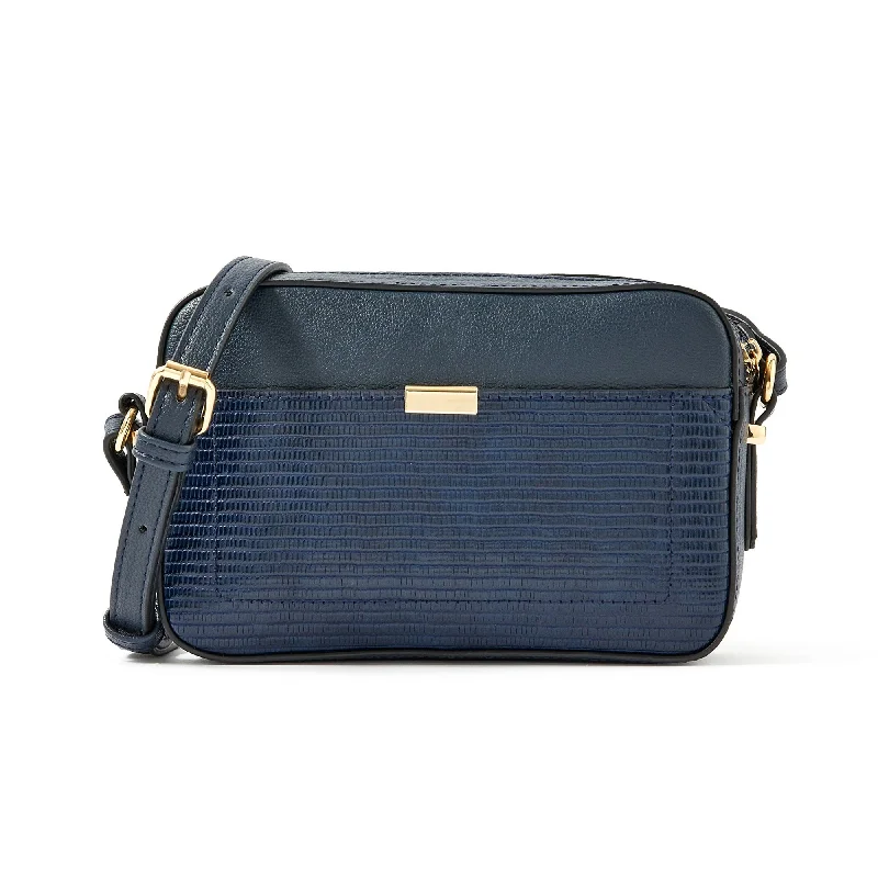 Accessorize London women's Faux Leather Navy Piper Sling bag