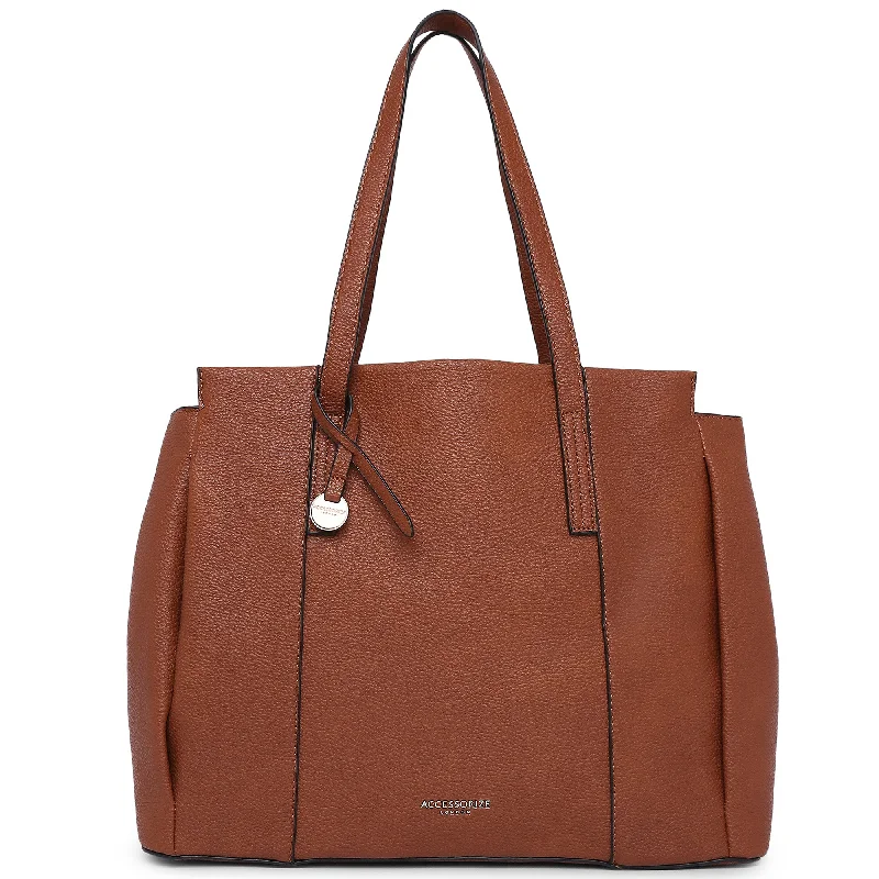 Accessorize London Women's Faux Leather Tan Lauren Workbag