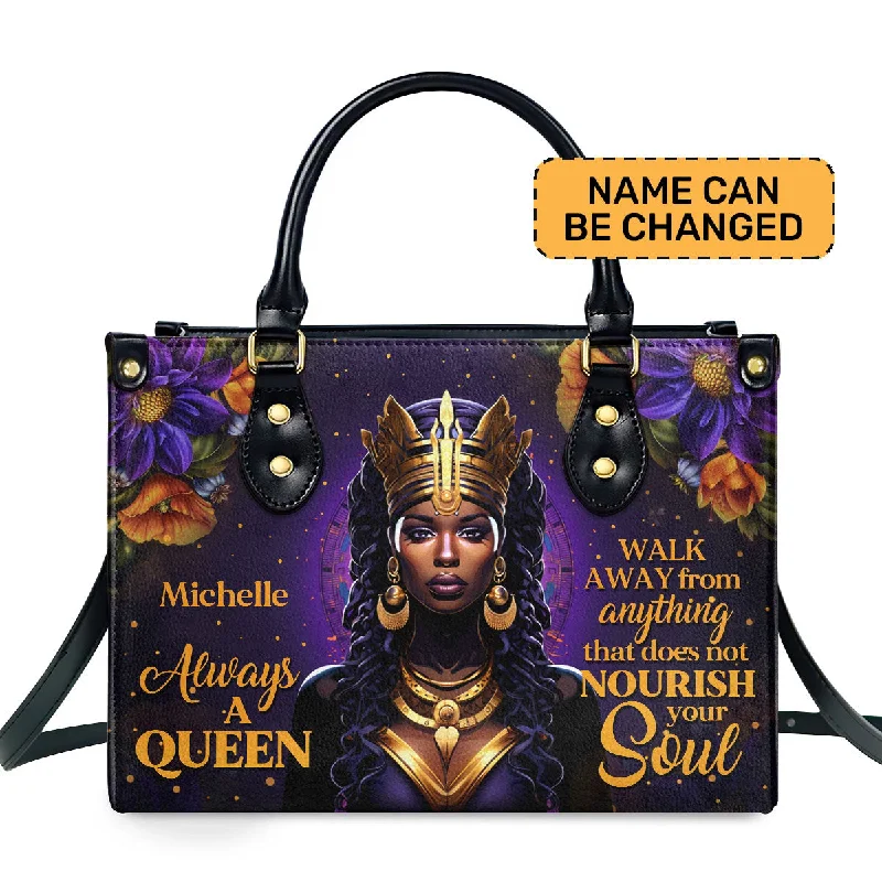 Always A Queen - Personalized Purple Leather Handbag STB68