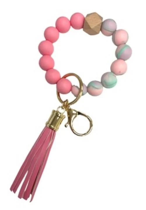 BB139x166 Tie Dye Silicone Beaded Keyring/Keychain Bracelet