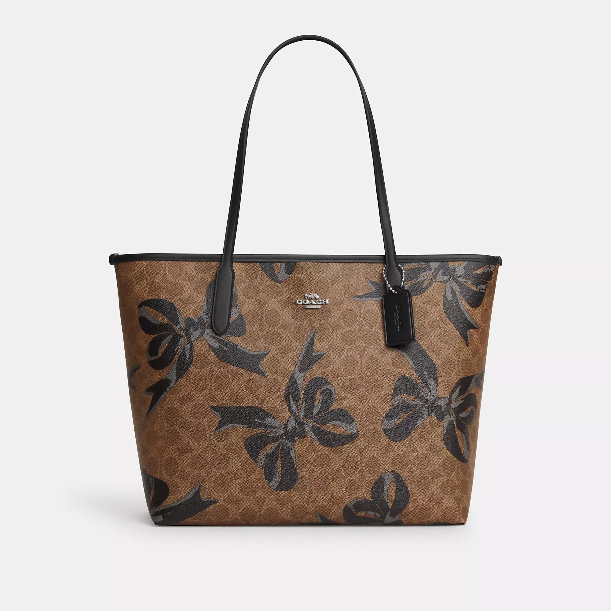 Coach Outlet City Tote Bag In Signature Canvas With Bow Print