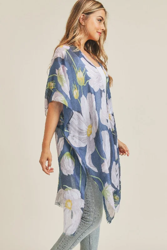 MS0226 Big Flower Print Beach Summer Kimono