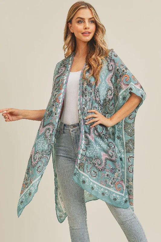 MS0215 Bohemian Print Beach Summer Kimono