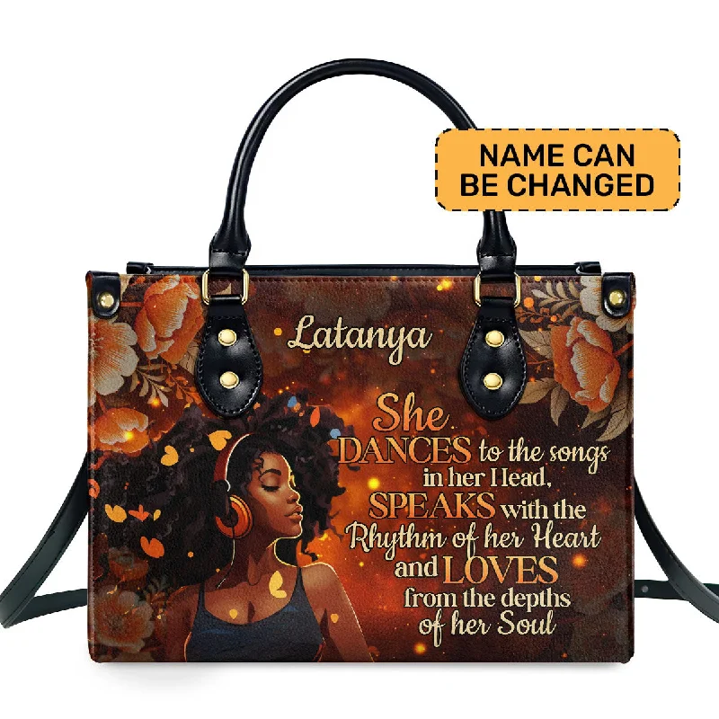 Dance Speak Love - Personalized Leather Hand Bag STB93