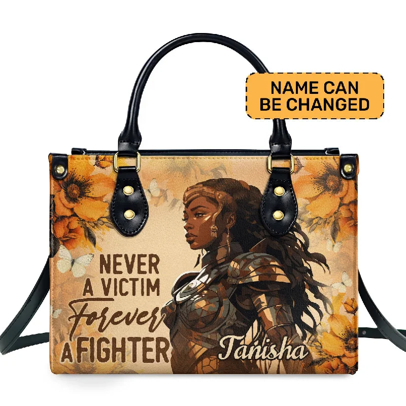 Forever A Fighter - Personalized Leather Hand Bag STB83