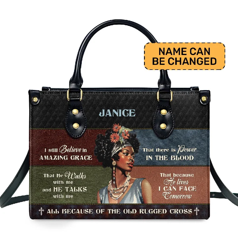 I Still Believe In Amazing Grace - Personalized Leather Handbag MB52