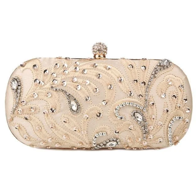 Luxy Moon Gold Evening Bags Crystal Rhinestone Wedding Clutch