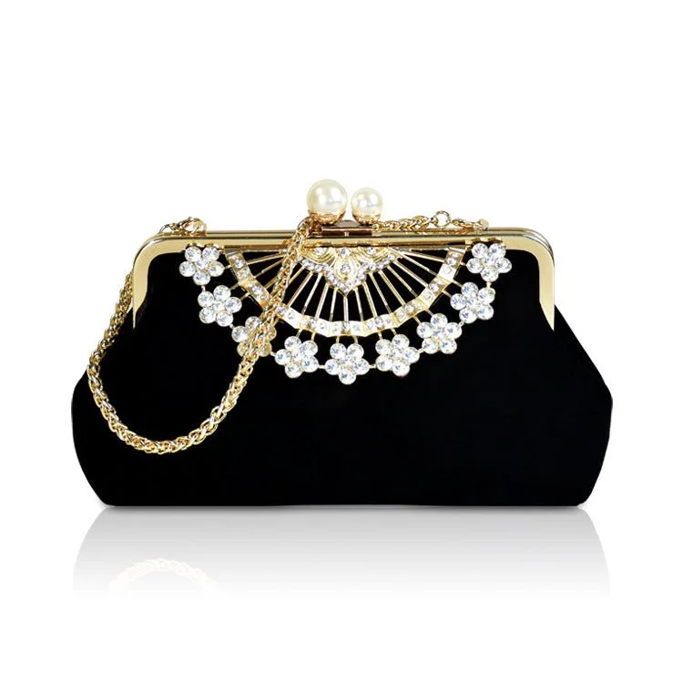 Luxy Moon Gorgeous Diamond Flower Evening Clutch Bag