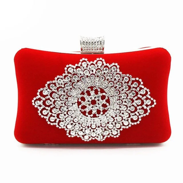 Luxy Moon Ladies Velvet Clutch Rhinestone