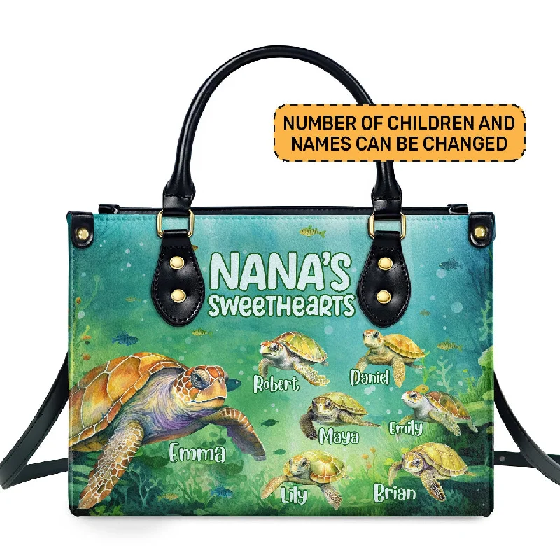 Nana's Sweethearts - Turtles Personalized Leather Handbag STB109