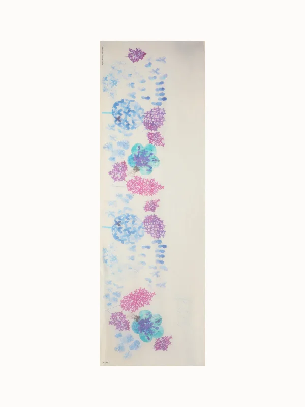 Scarf in Cotton Silk with Denim Blossom Print