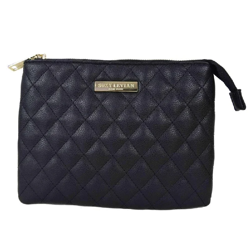 Suzy Levian Small Faux Leather Quilted Clutch Handbag